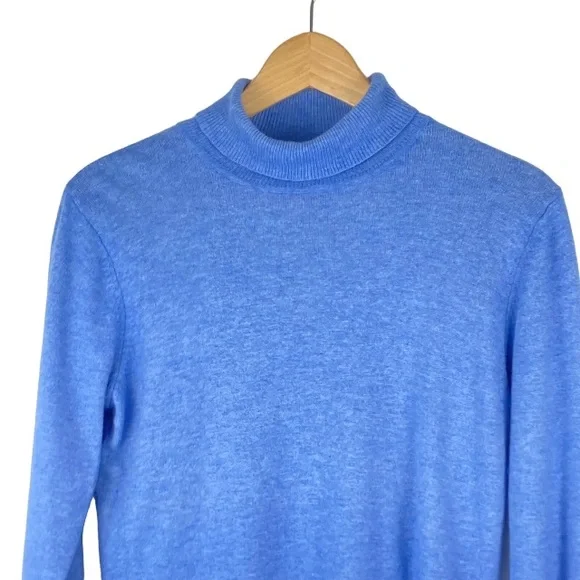 Womens Cashmere Angora Blend Jumper Roll Neck Wool Sweater Blue M Soft Fine Knit - Picture 2 of 8